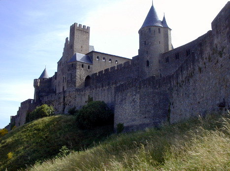 The high walls and ramparts of the Cité de Carcassonne