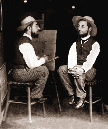 Toulouse Lautrec posing for Toulouse Lautrec! A photo from the pre-GIMP and PaintShopPro days.