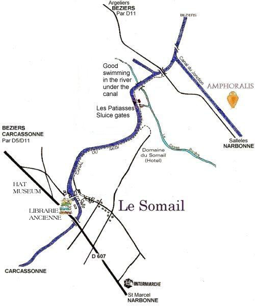 Map of Le Somail on the Midi Canal